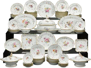 Vintage Floral Dinnerware Set PNG Image