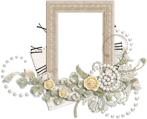 Vintage Floral Frame Decoration PNG Image