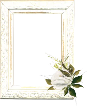 Vintage Floral Frame White Border PNG Image