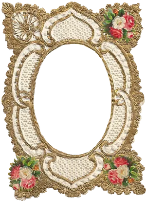 Vintage Floral Gold Frame PNG Image