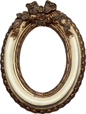 Vintage Floral Oval Photo Frame PNG Image