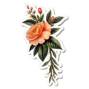 Vintage Floral Sticker Png Ely PNG Image
