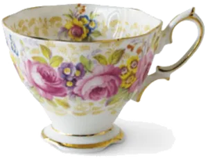 Vintage Floral Tea Cup PNG Image