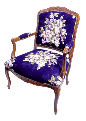 Vintage Floral Upholstered Armchair PNG image with transparent background