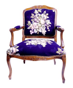 Vintage Floral Upholstered Armchair PNG image with transparent background