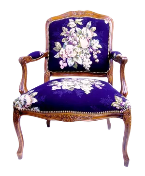 Vintage Floral Upholstered Armchair PNG Image