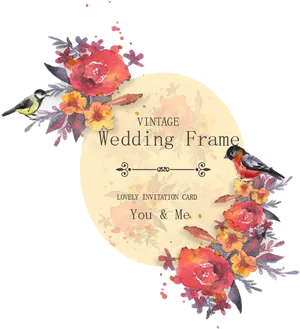 Vintage Floral Wedding Invitation Frame PNG Image