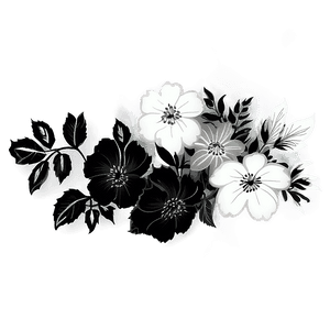 Vintage Flower Black and White PNG oof PNG with transparent background