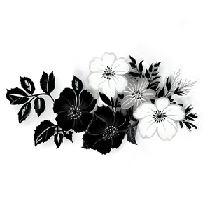 Vintage Flower Black And White Png Oof PNG Image