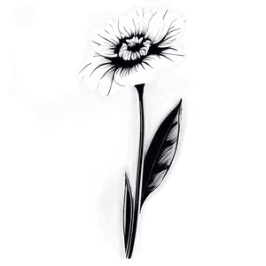 Vintage Flower Black and White PNG spx26 PNG with transparent background
