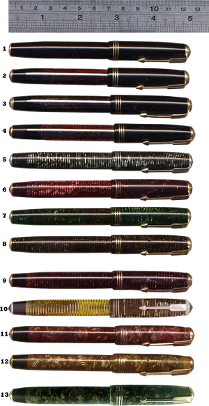 Vintage Fountain Pen Collection PNG Image