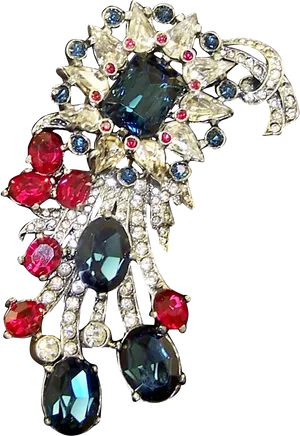 Vintage Gemstone Brooch Jewelry PNG Image