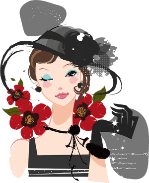 Vintage Glamour Illustration PNG image with transparent background
