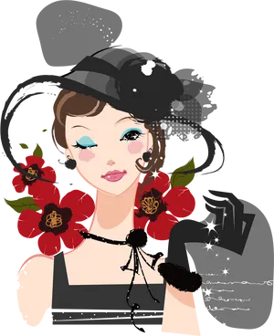 Vintage Glamour Illustration PNG Image