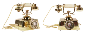 Vintage Golden Rotary Telephones PNG Image