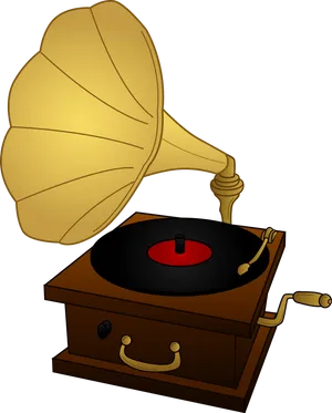 Vintage Gramophone Illustration PNG Image