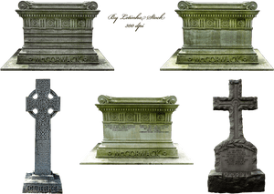 Vintage Gravestonesand Crosses PNG image with transparent background