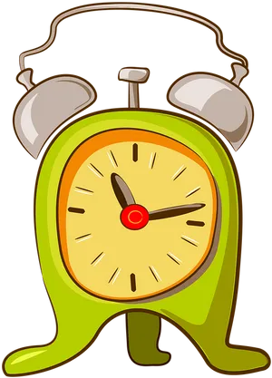 Vintage Green Alarm Clock Illustration PNG Image