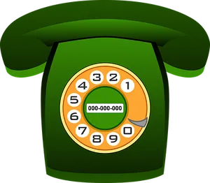 Vintage Green Rotary Phone Illustration PNG Image