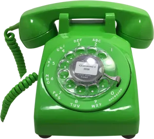 Vintage Green Rotary Telephone PNG Image