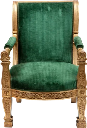 Vintage Green Velvet Armchair.png PNG Image