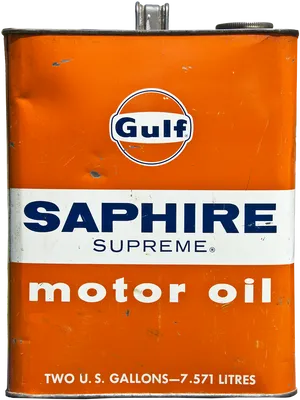 Vintage Gulf Saphire Supreme Motor Oil Can PNG Image