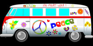 Vintage Hippie Peace Van PNG image with transparent background
