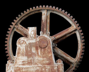 Vintage Industrial Gear Wheel PNG image with transparent background