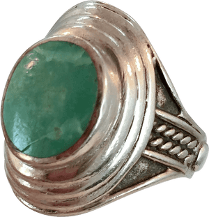 Vintage Jade Silver Ring PNG image with transparent background