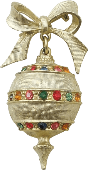Vintage Dangling Christmas Ornament Pin With Rhinestones - Vintage Christmas Ornament Png, Transparent Png PNG image with transparent background