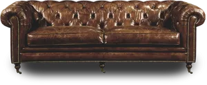 Vintage Leather Chesterfield Sofa PNG Image