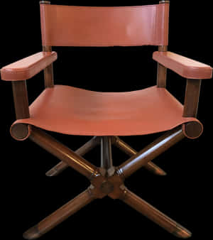 Vintage Leather Directors Chair Black Background PNG image with transparent background