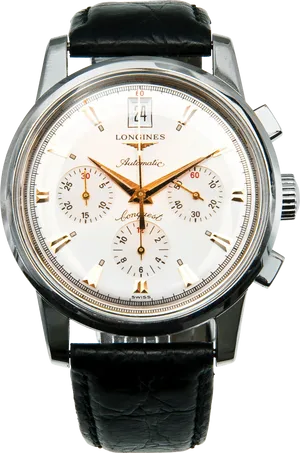 Vintage Longines Chronograph Wristwatch PNG Image