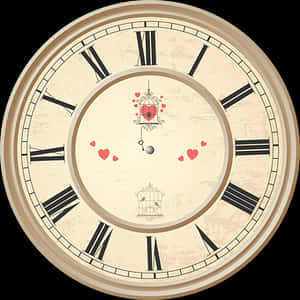 Vintage Love Themed Clock PNG image with transparent background