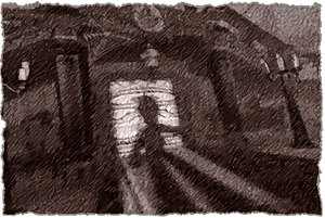 Vintage Mansion Entrance Artistic Rendering PNG image with transparent background