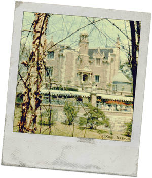 Vintage Mansion Through Trees Photograph PNG with transparent background