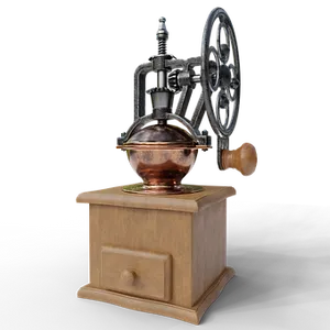 Vintage Manual Coffee Grinder PNG Image