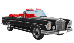 Vintage Mercedes Benz Convertible Red Interior PNG image with transparent background
