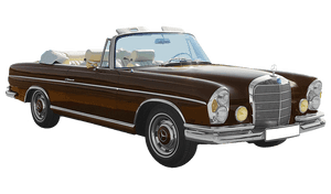 Vintage Mercedes Benz Convertible PNG image with transparent background