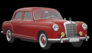 Vintage Mercedes Benz Red Sedan PNG with transparent background