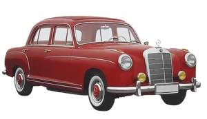 Vintage Mercedes Benz Red Sedan PNG Image