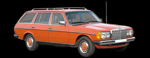 Vintage Mercedes Wagon Orange PNG image with transparent background