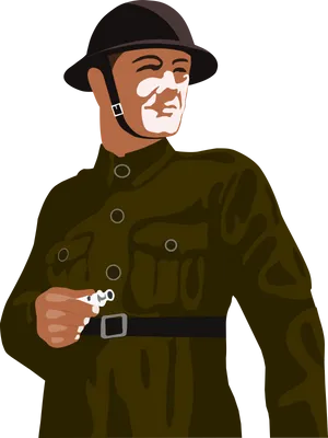 Vintage Military Officer Illustration PNG Image