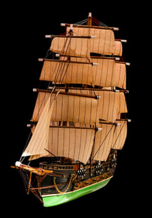 Vintage Model Sailing Ship PNG image with transparent background