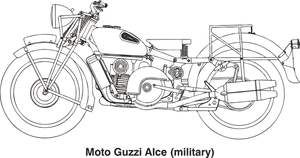 Vintage Moto Guzzi Alce Military Motorcycle PNG Image