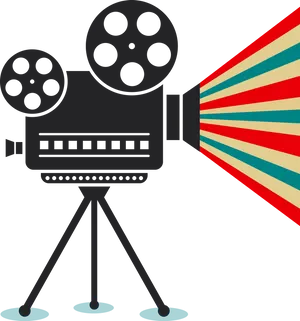 Vintage Movie Camera Illustration PNG Image