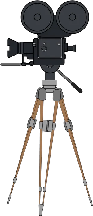 Vintage Movie Cameraon Tripod PNG Image