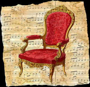 Vintage Musical Chair Illustration PNG with transparent background