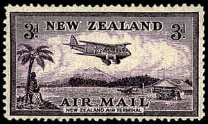 Vintage New Zealand Airmail Stamp PNG image with transparent background