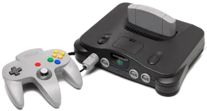 Vintage Nintendo64 Consoleand Controller PNG Image